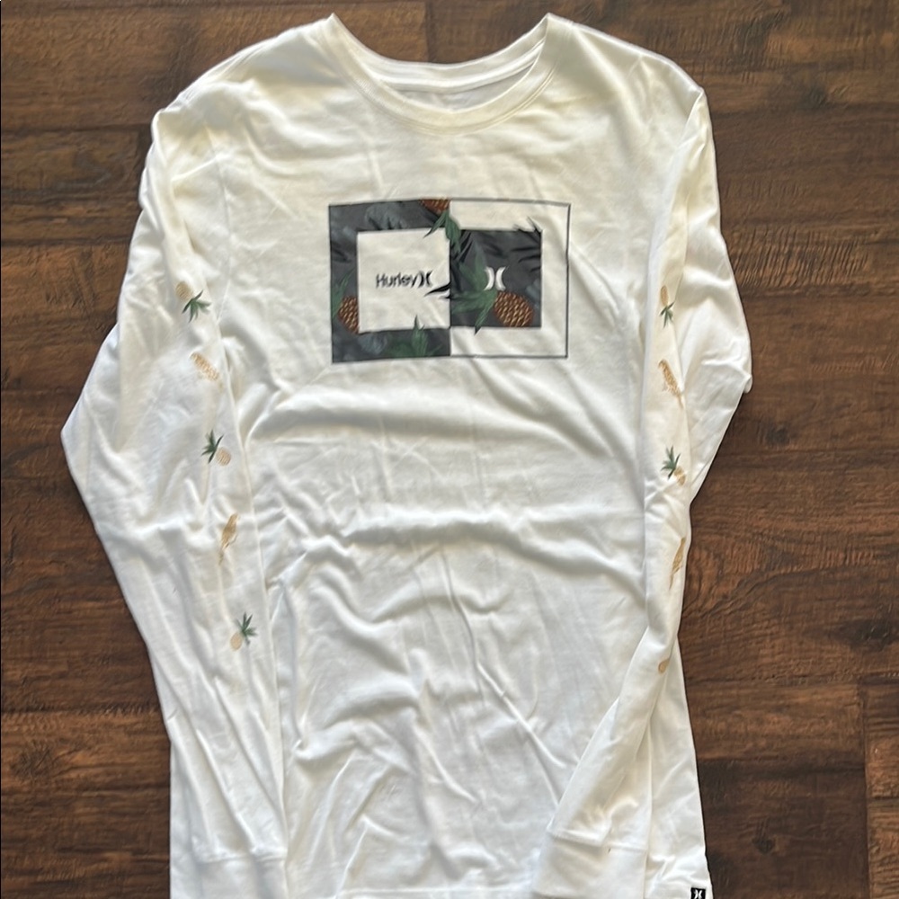 Hurley White Graphic Long Sleeve Shirt